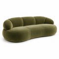 Canapé 3 places en tissu texturé vert olive, design contemporain arrondi, 240 × 100 × 75 cm
