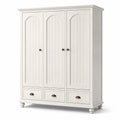 Armoire-penderie en bois blanc cassé à 3 portes et 3 tiroirs, style campagne, 160 × 55 × 200 cm