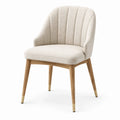 Chaise rembourrée en tissu bouclé beige avec pieds en bois naturel et finitions dorées, 62 × 59 × 82 cm